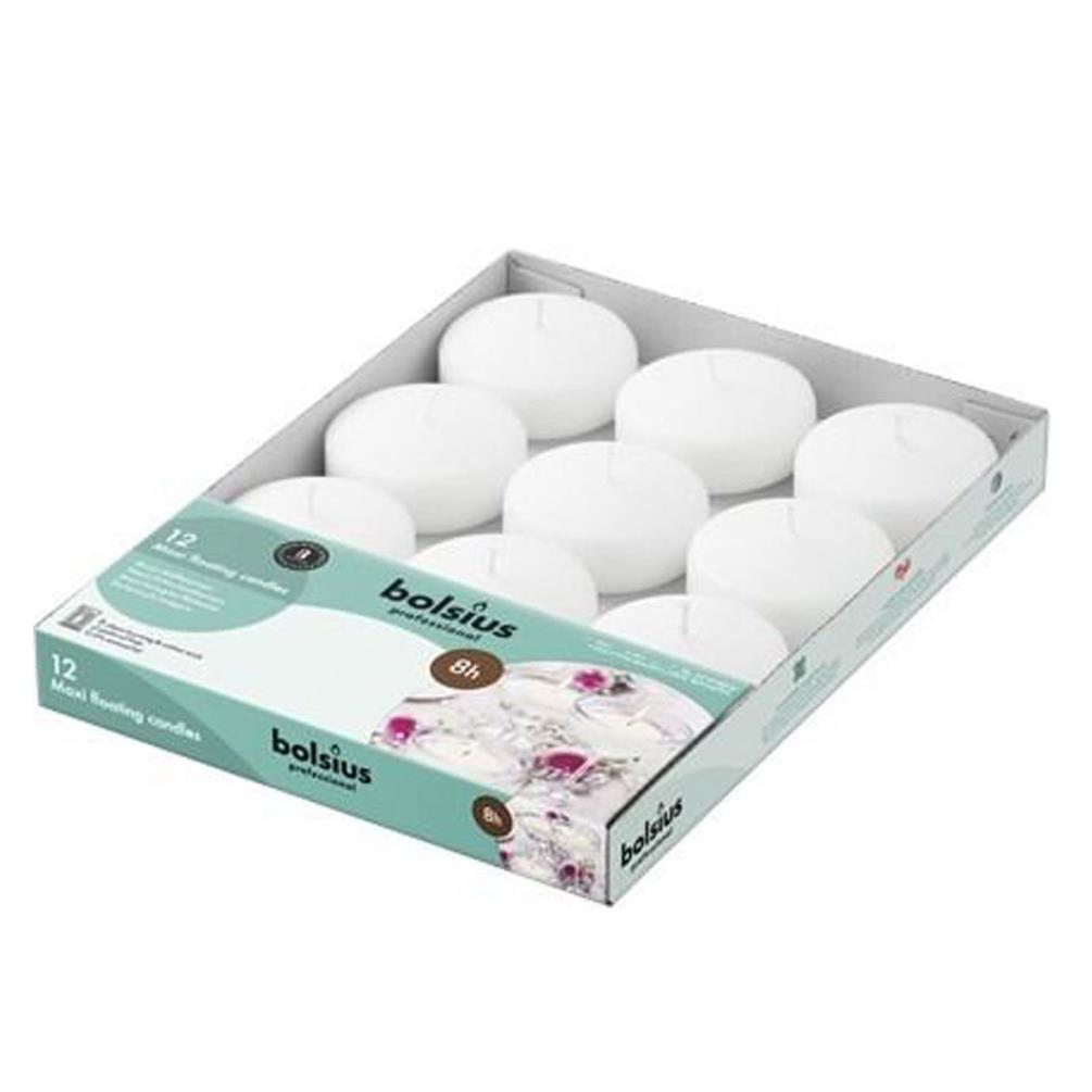 Bolsius White Maxi Floating Candles (Pack of 12) £20.24